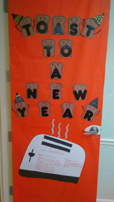 January Room Decor, New Years Board Ideas Teachers, Bulletin Board Ideas For December, Classroom Door Ideas New Year, Meet Our Teachers Bulletin Board, New Years Preschool Door Ideas, New Year New Me Bulletin Board, Oh Snap This Years A Wrap Bulletin Board, New Years Teacher Door