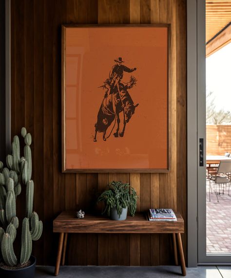 Head West Studio - Modern Wall Art for the Western & Southwestern Home – HeadWestStudio Cowboy Portrait, Bronc Rider, Cowboy Wall Art, Western Rooms, Modern Cowboy, Boho Gallery Wall, Wal Art, Bucking Bronco, Boho Space