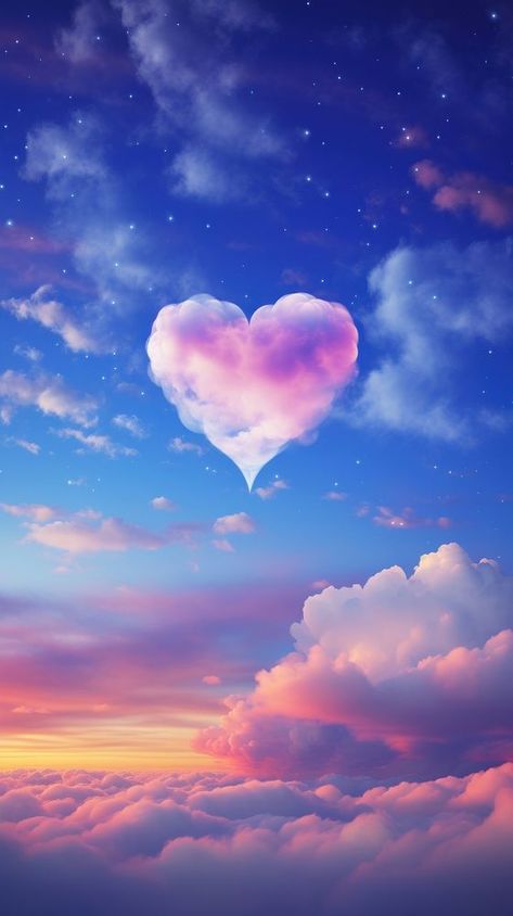 Fantasy evening sky background with heart shaped clouds backgrounds outdoors nature. | premium image by rawpixel.com Heart Shaped Clouds, Heart Sky, Background Clouds, Wallpaper Clouds, Hearts Aesthetic, Love Clouds, Wallpaper Fantasy, Heart Cloud, Printable Wall Collage