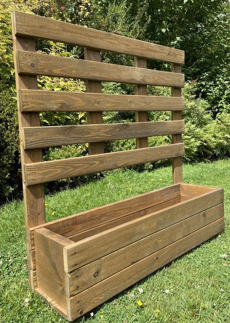 Arran Garden Planter Box with Trellis Screen Wooden Large - UK Garden Products