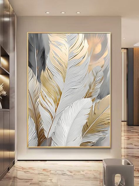 ❤ This is abstract gold and white feathers painting digital wall art, you can print it at any size for your wall decor with less price. ❤ Feature: it will look great on your wall decor, you can print at any size. ❤Please note: There is no physical item will be shipped to you and also there is no frame. There is only instant file.  ❤What you will get: 1 High-Resolution file. Your file can be downloaded after payment is confirmed. Light Mural Wall Art, Luxury Wall Painting, Wall Painting For Living Room, Frames For Living Room Wall, Living Room Framed Art, Decorative Items For Living Room, Wall Art Living Room Painting, Painting Ideas For Living Room, Luxury Wall Decor