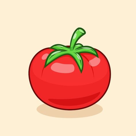 How To Draw Tomato, Tomato Illustration Cute, Tomato Drawing For Kids, Tomato Cute Drawing, Tomato Doodle, Draw Tomato, Tomatoes Drawing, Tomato Aesthetic, Tomatoes Illustration