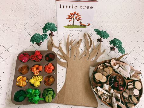 Loose Parts Ideas Preschool, Tree Themed Activities For Preschoolers, Tree Provocations, Tree Provocations Preschool, Tree Study Sensory Bin, Fall Loose Parts, Fall Loose Parts Ideas, Halloween Loose Parts Play, Loose Parts