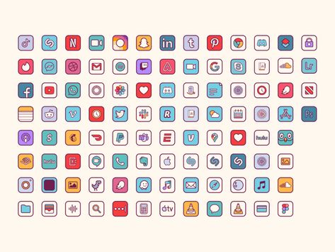 Retro icons groovy home screen by Ruxandra Nastase on Dribbble Retro App Icons, Retro App, Retro Icons, App Ikon, Zestaw Ikon, Ios App Iphone, Screen Icon, Cute App, Iphone App Layout