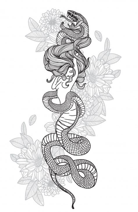 Classic Tattoo Designs, Snake Women, Interesting Tattoos, Epic Tattoo, Snake Tattoo Design, Inspiration Tattoos, Medusa Tattoo, Mermaid Tattoo, Stylist Tattoos