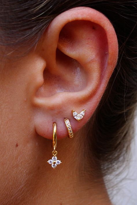 3pc Gold Earring Set, Hoop Earring Set, Earring Stack, Small Gold Studs, Gold Dangle Drop Earrings, Huggie Hoop, Gift for her, Bridesmaid Gold Earring Stack 3 Holes, Ear Piercing Ideas Classy, Gold Hoop Earrings Aesthetic, Gold Earring Set, Hoop Earrings Aesthetic, Stacking Earrings, Hoop Earring Set, Earring Stack, Earrings Aesthetic