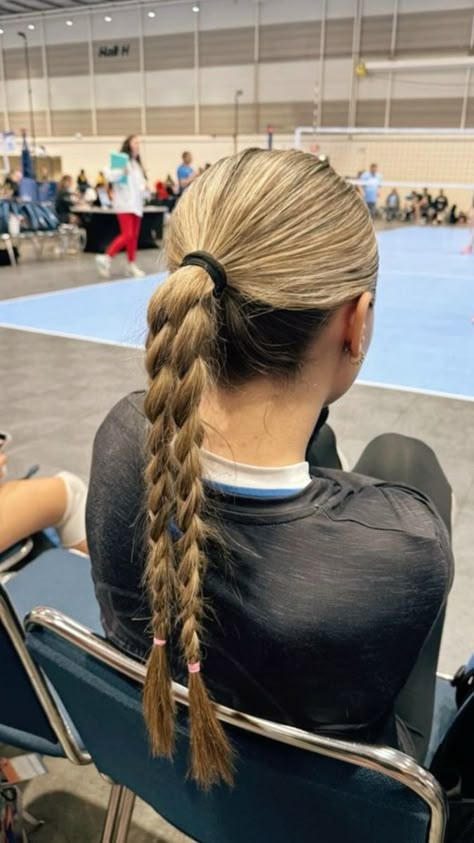 slickback braids Slick Back With Two Braids, Game Day Hairstyles, Tennis Hairstyles, Tennis Hair, Slick Backs, Cute Volleyball Hairstyles, Cute Sporty Hairstyles, Soccer Hairstyles, Soccer Hair