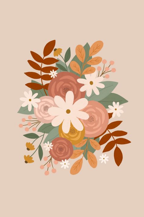 Fall floral, botanical, floral drawing, floral illustration, peonies, daisies, procreate art, procreate drawing Painted Fall Flowers, Fall Floral Design, Autumn Floral Pattern, Floral Procreate, Flowers Drawing Procreate, Fall Floral Drawing, Boho Flower Illustration, Fall Flowers Illustration, Fall Flower Drawings