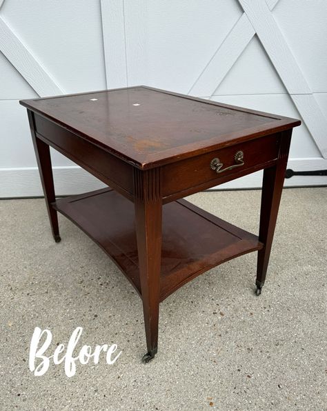 Elegant End Tables Living Room, Coffee Table And End Tables Makeover, Restored End Table, End Table Redo Ideas, Mersman End Table Redo, 70s End Table Makeover, End Tables Refinished, Mid Century Modern End Table Makeover, Vintage Coffee Table Makeover