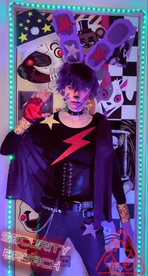 Glam Rock Bonnie Fnaf, Fnaf Bonnie Makeup, Fnaf Bonnie Outfit, Bonnie Inspired Outfits Fnaf, Bonnie Fnaf Outfit Ideas, Fnaf Sb Cosplay, Glamrock Bonnie Cosplay, Fnaf Cosplay Bonnie, Bonnie Fnaf Cosplay