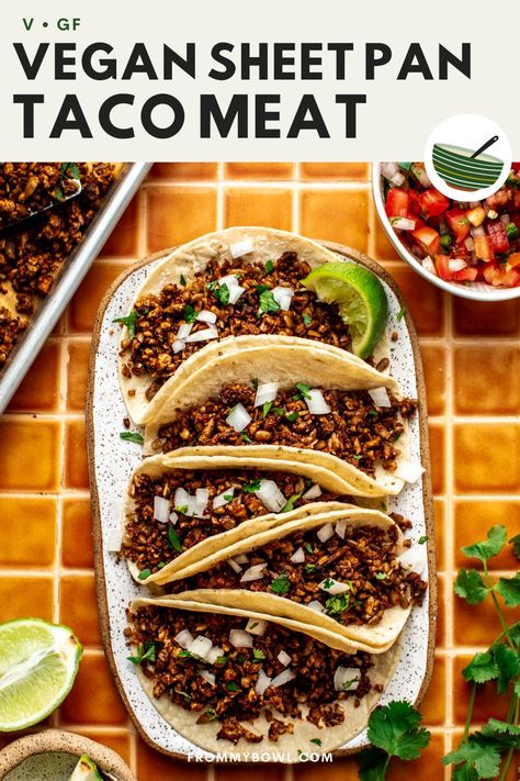 This is the only Vegan Taco Meat recipe you’ll ever need! Easy to make with whole plant-based foods, it’s a meaty and flavorful addition to tacos, burritos, grain bowls, salads, and more. Vegan & Nut-Free, Gluten-Free Option. Vegan Taco Meat Recipe, Vegan Taco Meat, Taco Meat Recipe, Vegan Tacos Meat, Tofu Tacos, Vegan Taco, Taco Meat Recipes, Grain Bowls, Tacos Burritos