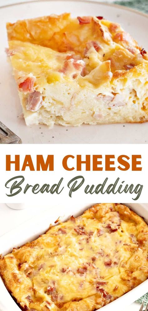 Cubed Bread Recipes, Ham And Cheese Bread Pudding, Breakfast Recipes With Ham, Recipes With Leftover Bread, Leftover Ham Sandwich Recipes, What To Do With Ham, Savory Pudding, Recipes Using Leftover Ham, Ham And Cheese Strata