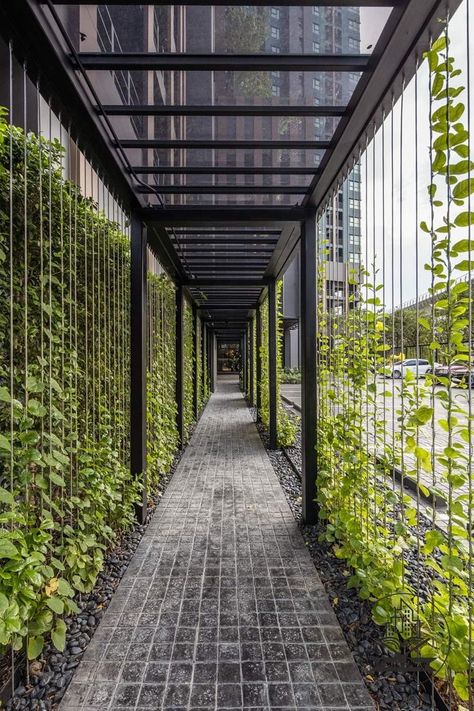 Big Balcony, Corridor Design, Modern Balcony, Green Facade, Apartment Modern, Landscape Architecture Design, Green Architecture, Apartment Balcony, Home Inspo