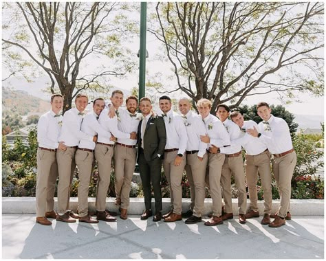 Groomsmen In Khaki Pants, Summer Wedding Party Attire, Casual Wedding Party Attire, Groomsmen Outfits Casual, Groomsmen Attire Khaki, Summer Wedding Groomsmen, Khaki Groomsmen, Casual Groomsmen Attire, Rustic Groomsmen Attire