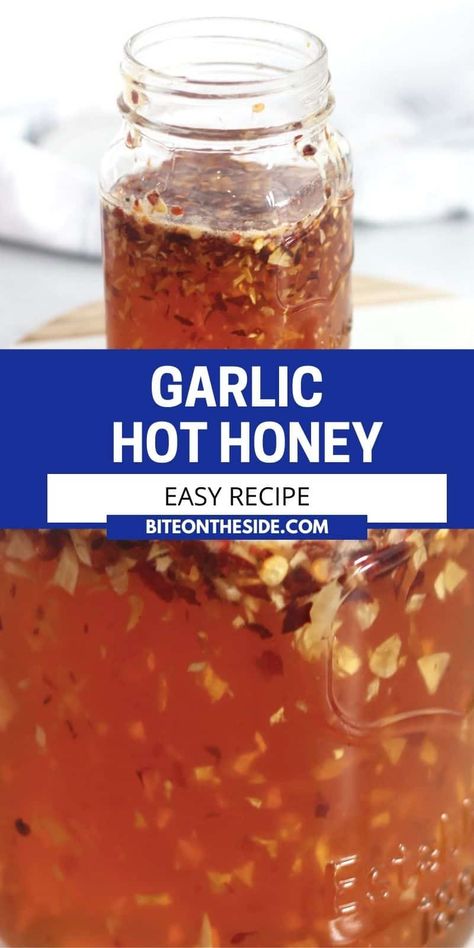 Garlic Hot Honey, Honey Garlic Chili Dressing, Hot Honey Garlic Sauce, Spicy Honey Garlic Sauce, Garlic Hot Sauce Recipe, Flavored Honey Recipes, Diy Hot Honey, Diy Sauces Recipes, Diy Hot Sauce Recipes