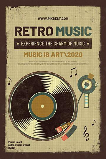 Vintage Music Illustration, Music Graphic Design Illustration, Creative Music Poster, Brown Poster Design, Retro Music Festival Poster, Vintage Poster Design Retro Graphics, Music Poster Design Graphics, Retro Design Ideas, Retro Music Posters