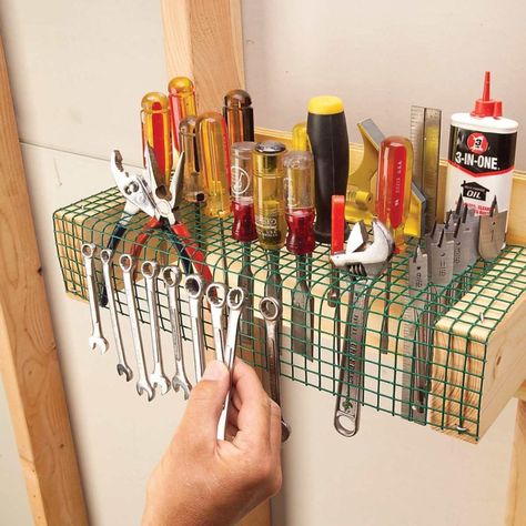 Work Bench Ideas Organization, Garage Organisation, Shed Organization, The Family Handyman, Garage Tool Storage, Hardware Cloth, Tool Storage Diy, Garden Tool Storage, Diy Garage Storage