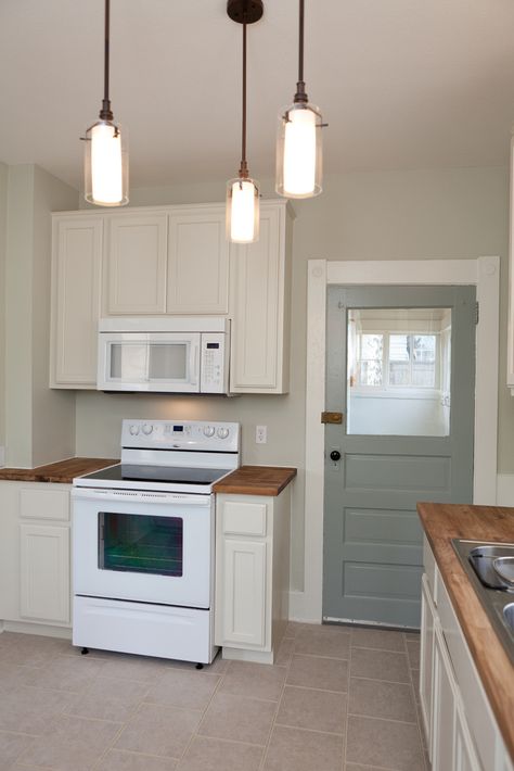 Wall=sedate gray, door=unusual gray,trim=alabaster; by sw Sw Unusual Gray Cabinets, Unusual Grey Sherwin Williams, Sw Unusual Gray, Unusual Gray Sherwin Williams, Alabaster Kitchen, Sedate Gray, Unusual Gray, Interior Updates, Townhome Ideas