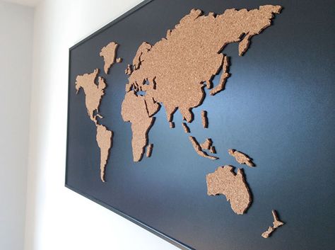 Cork Board World Map Cork World Map, The World Map, Cork Boards, Travel Map, Travel Maps, Map Wall, Travel Decor, Cork Board, Cool Rooms