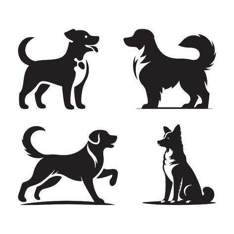 Vector dogs set silhouette on a white ba... | Premium Vector #Freepik #vector Logos, Dog Stencil, Dog Background, Sitting Dog, Paper Stuff, Dog Vector, Dog Logo, About Dogs, Dog Silhouette