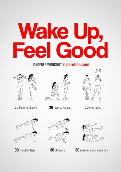 Wake Up, Feel Good Workout Morning Workout Women, Feel Good Workout, Best Morning Exercises, Good Morning Workout, Darebee Workout, Warm Up Exercise, Wake Up Workout, Quick Morning Workout, Wake Up Yoga