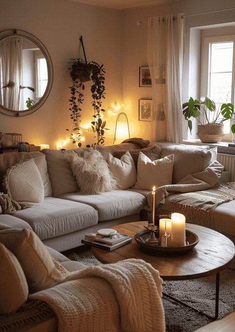 Cute And Cozy Living Room Ideas, House Inspo Interior Design Living Rooms Cozy, House Decor Living Room Cozy, Simple Apartment Interior, Upstairs Sitting Room Ideas, House Design Interior Living Room Cozy, Home Inspo Cozy Living Room, Tiny Cosy Living Room, Modern Living Room Decor Cozy