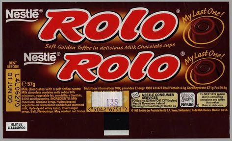 Nestle Rolo. Personalized Chocolate Wrappers, Soft Toffee, Chocolate Wrapper, Candy Wrapper, Chocolate Wrappers, Funnel Cake, Chocolate Cups, Candy Wrappers, Personalized Chocolate