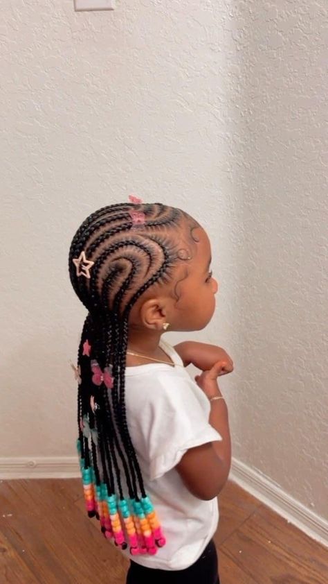 Toddler Straight Back Braids, Kehlani Braids, Braided Natural Hairstyles For Kids, Straight Back Braids For Kids, Braided Hairstyles Down, Kids Straight Back Braids, Feed In Braids For Kids, Back To School Hairstyles Black Kids Natural Hair No Braids, Cornrows Braids For Black Kids