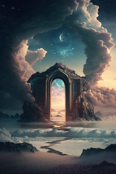 Blessed Wallpaper, Doorway Entrance, Fantasy Night, Heaven Art, Abstract Graphic Design, Underwater Art, Background Drawing, Night Landscape, Another Dimension