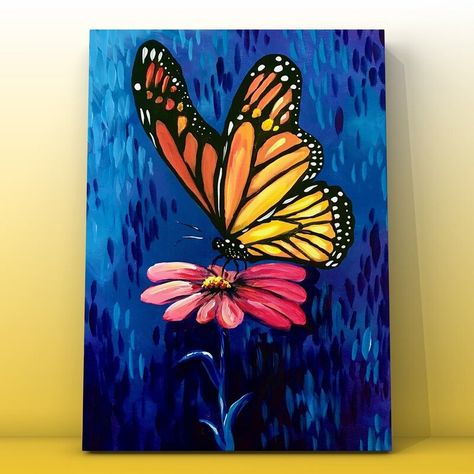 Projects - Beginner Acrylic Paintings by Wendy Anderson Canvas Painting Tutorial, Butterfly Acrylic Painting, Bird Painting Acrylic, Acrylic Canvas Painting, Painting Flowers Tutorial, Butterfly Art Painting, Calligraphy Art Print, Canvas Painting Tutorials, Event Video