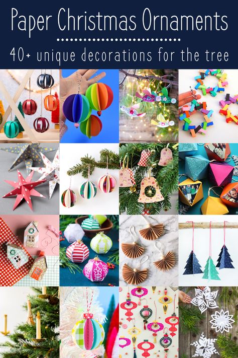 Holiday Paper Crafts, Christmas Tree Decorations For Kids, Easy Christmas Tree Decorations, Paper Ornaments Diy, Origami Christmas Ornament, Diy Paper Christmas Tree, Crochet Christmas Ornaments Free, Paper Christmas Decorations, Paper Christmas Ornaments