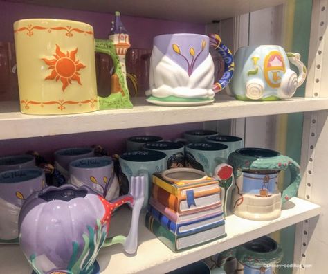 New Disney Princess Mugs Spotted at Walt Disney World — And They're AMAZING! | the disney food blog Disney Mug Collection, Disney Cups Mugs, Disney Dishes Set, Disney Mugs Collection, Disney Princess Mug, Disney Princess Kitchen, Disney Princess Mugs, Disney Mug, Disney Coffee Mugs