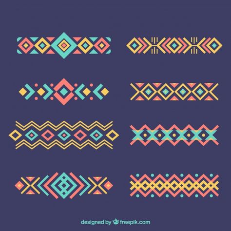 Set of ethnic ornaments in flat design Free Vector Ornament Design, Bohol, Ethnic Patterns, Free Vectors, Pattern Drawing, Loom Beading, Geometric Designs, Flat Design, Mandala Design