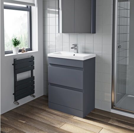 Chalet Bathroom, Cloakroom Ideas, Cosy Bathroom, White Vanity Unit, Freestanding Vanity Unit, Drawer Vanity, Freestanding Vanity, Flat Pack Furniture, Basin Vanity Unit