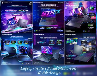 Laptop Social Media Post, Laptop Social Media Design, Creative Social Media Post, Advertising Illustration, Ads Design, Post Ad, Graphic Design Ads, Graphic Design Advertising, Gaming Laptops