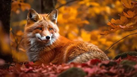 a cute fox living in a mountain of autumn leaves,mt,odaigahara,nara prefecture hd photography photo,red fox,fox,plant,carnivore,tree,natural landscape,whiskers,terrestrial animal,grass,wood Fox Autumn, Fox Sitting, Autumn Wallpapers, Hd Photography, Logo Cloud, Marketing Poster, Psd Background, Vector Trees, Black And White Tree