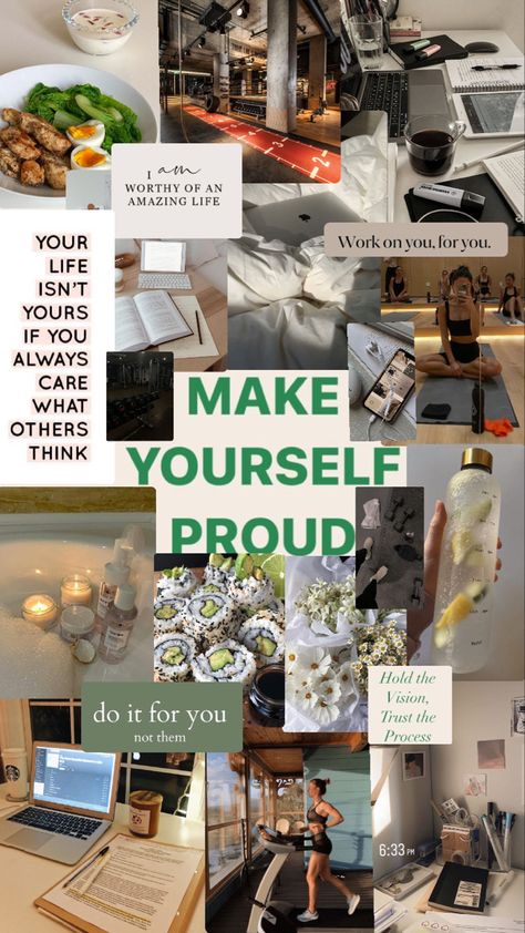 Vegan Vision Board, In Your Thirties Aesthetic, Physical Vision Board Ideas, New Me Wallpaper, Manifestation Board Examples, Glowup Motivation, Make Yourself Proud, Confidence Is Key, Vision Board Collage