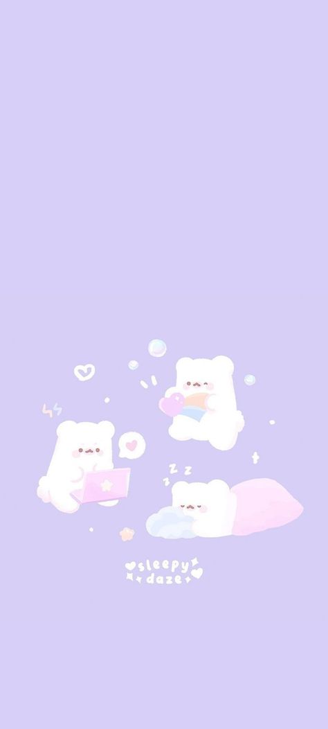 Kawaii Purple Wallpaper Pastel, Cute Wallpaper Purple Pastel, Preppy Purple Aesthetic, Sleepy Daze Wallpaper Purple, Cute Kawaii Wallpapers Purple, Sleepydaze_ Wallpaper, Purple Bear Wallpaper, Soft Purple Wallpaper, Sleepy Daze