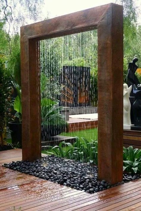 Design Per Patio, Kolam Koi, Glass Waterfall, Taman Air, Diy Garden Fountains, Fountains Backyard, نباتات منزلية, Indoor Water Fountains, Outdoor Fountain