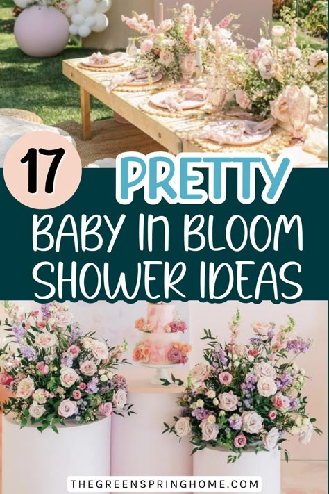 Looking for some inspiring Baby in Bloom shower ideas?! You’re going to LOVE this long list of gorgeous examples of a Baby in Bloom shower theme.  ​From party decor to dessert ideas and even shower game suggestions, we’ve got every detail you’ll need covered!  Let’s get started. Baby In Bloom Decor Ideas, Baby In Bloom Shower Activities, Baby In Bloom Party Favor Ideas, Bloom Bar Baby Shower Ideas, Baby In Bloom Centerpieces Diy, Baby In Bloom Baby Shower Dessert Table, Baby In Bloom Flower Arrangements, Baby Shower Baby In Bloom Decor, Baby In Bloom Baby Shower Table Decor