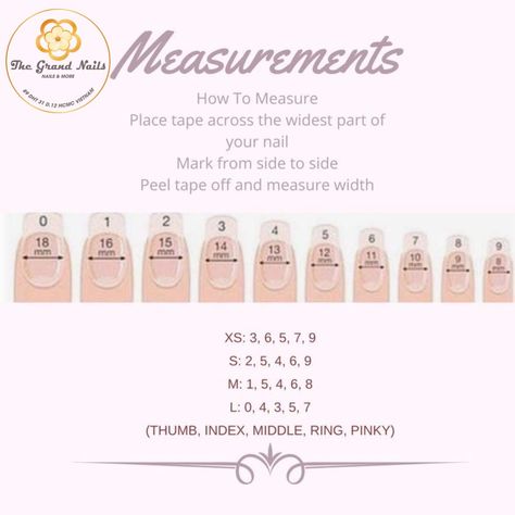 Measure Nails For Press Ons, Press On Nail Sizes Chart, How To Measure Press On Nails Size, How To Measure For Press On Nails, How To Measure Your Nails For Press Ons, Press On Nail Measurement Chart, How To Measure Nail Size, Measuring Nails For Press Ons, How To Properly Put On Press On Nails