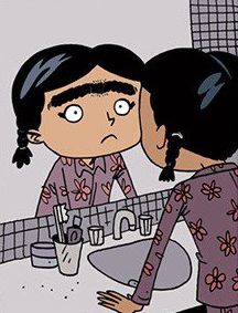 This Frida Kahlo-Inspired Cartoon Will Get You through the Day  The ‘toon is about a young girl coming to terms with her bushy eyebrows. What do you make of this Taquistas? Good? Bad? Meh? Awesome Captions, Bushy Eyebrows, Web Comic, Cool Captions, Screen Shot, New Day, Eyebrows, The Day, Screen