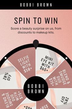 Spin to Win: Get a Beauty Surprise on Us. Up to 20% Off. Spa Ceylon, Watercolor Pallet, Spin And Win, Billy B, The Best Foundation, Brochure Inspiration, Nail Salon Decor, Event Makeup, Bobbi Brown Makeup