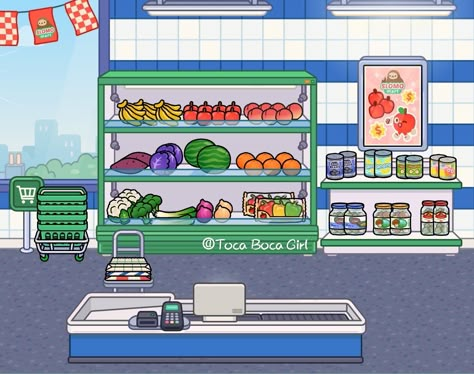 Toca Boca Supermarket Ideas, Toca Boca Home Ideas, Toca Boca Home, Boca Recipe, Toca World Ideas, Toca Ideas, Toca Boca House Ideas, Toca Boca House, Free House Design