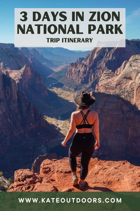 woman stands overlooking Zion Canyon in Zion 
National Park 3 Day Zion Itinerary, Zion National Park Itinerary, Zion Packing List, Mt Zion National Park, Road Trip Utah, Hikes In Zion National Park, Zion Camping, Zion Hikes, National Park Trip