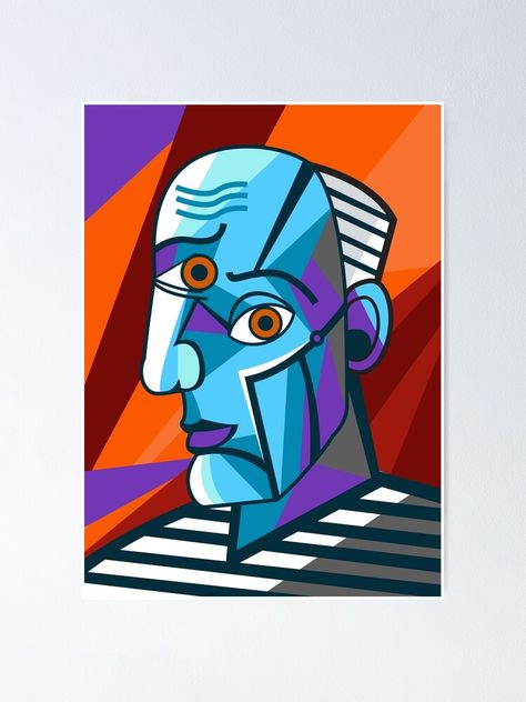 "Cubism ‘Cold Senior’ Face Portrait " Poster by DavJen | Redbubble Face Portrait, Pablo Picasso