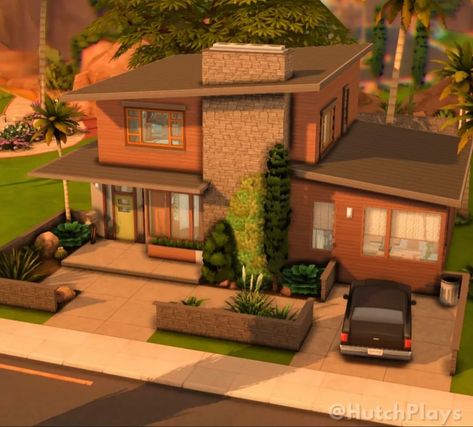 Sims 4 60s House, Midcentury Modern Sims 4, Mid Century Sims 4, Sims 4 Mid Century Modern, Sims Architecture, Sims Family, Sims Interior, Sims Design, Ts4 Builds