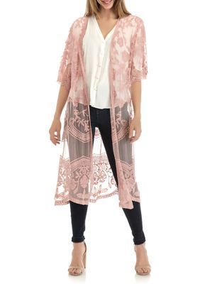 Shawl Outfit, Layered Lace Top, Lacy Tops, Lace Kimono, Embroidered Cardigan, Rose Lace, Long Kimono, Layered Tops, Style Cardigan