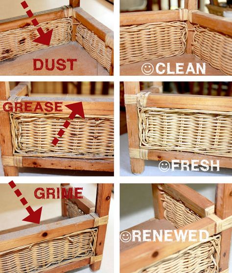 How to clean your wicker baskets. This way works well, but I use murphys oil soap with the water to add moisture into the wicker. It keeps them from drying out and falling apart. Homemade Toilet Cleaner, Clean Baking Pans, One Good Thing By Jillee, Cleaning Painted Walls, Deep Cleaning Tips, Cleaning Dust, Clean Dishwasher, Toilet Cleaning, Wicker Basket