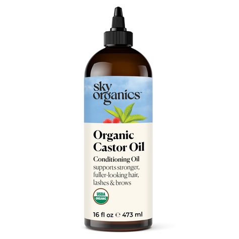 Sky Organics Organic Castor Oil (16 oz), USDA Certified Organic, 100% Pure, Cold Pressed, Hexane Free, Boost Hair Growth, Use with Castor Oil Pack Plastik Recycling, Pure Castor Oil, Castor Oil Packs, Essential Oil Carrier Oils, Natural Conditioner, Castor Oil For Hair, Organic Castor Oil, Boost Hair Growth, Scalp Oil